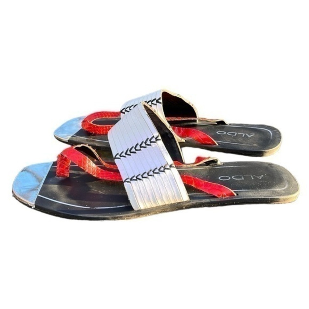 ALDO Sandals Thong White Red Black Womens Size 9